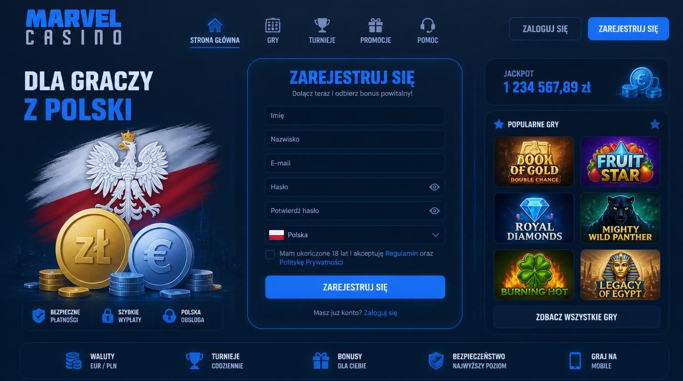 Alternatywny tekst: bonusy dostosowane do polskich graczy z symbolami waluty